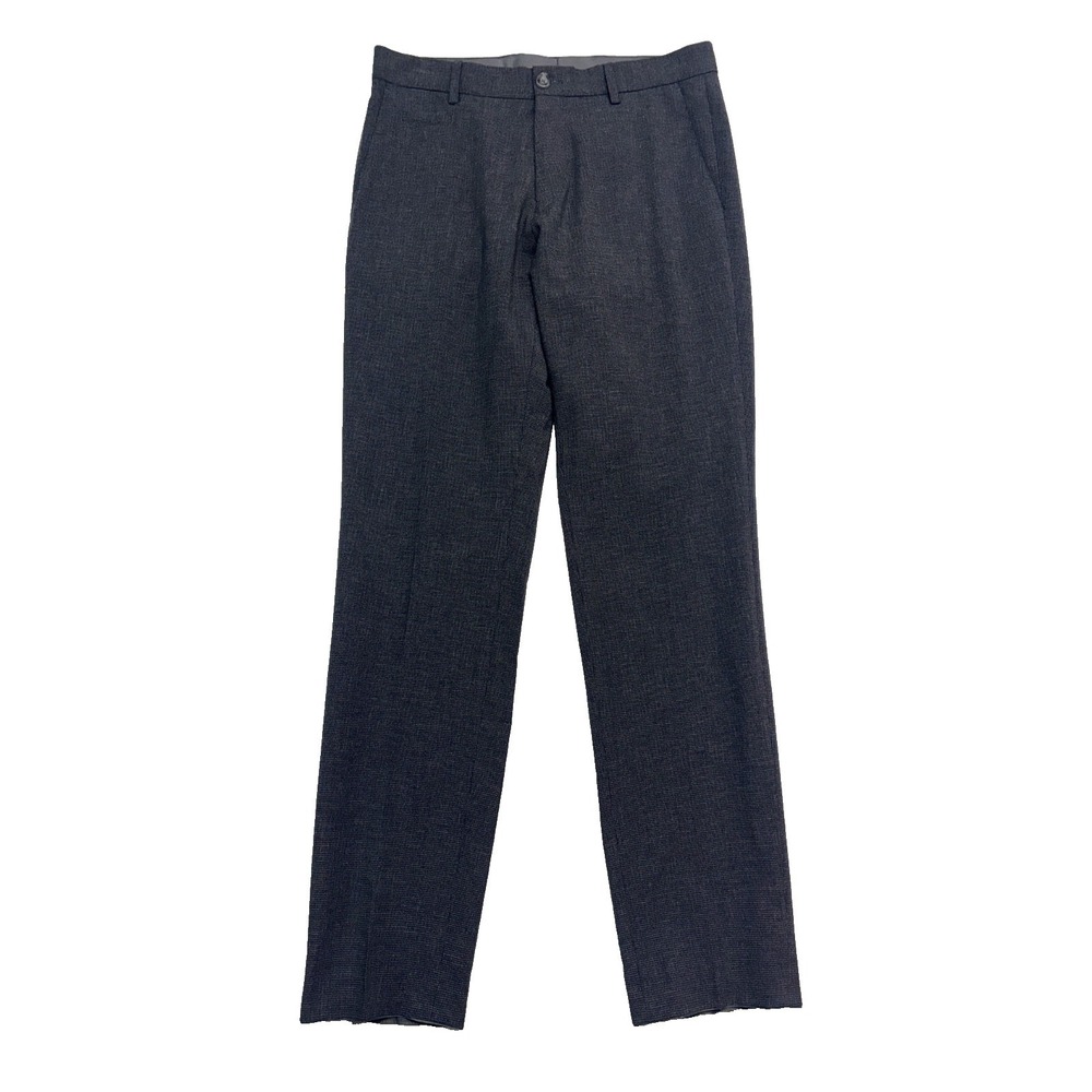 Hugo BOSS 30x32 Genius 224 Gray Houndstooth Wool Dress Suit Pants Trousers Slim